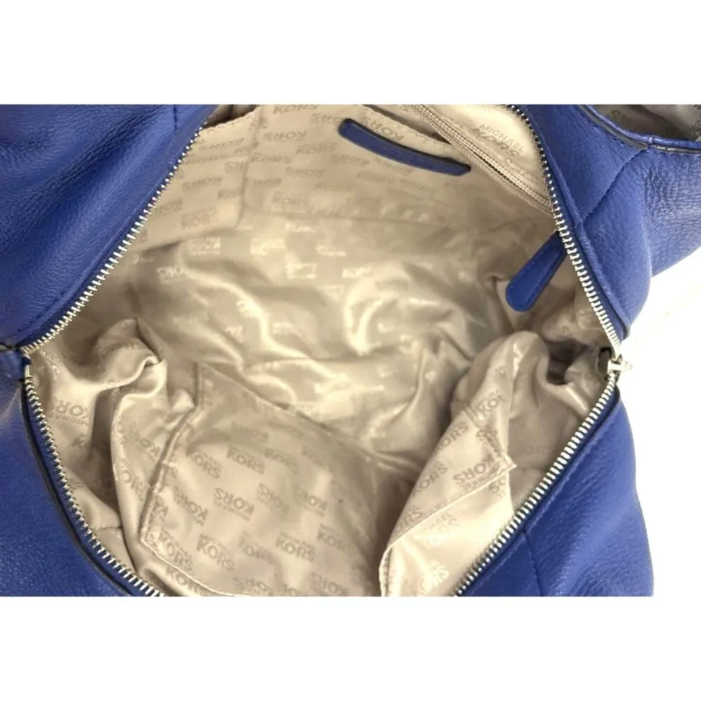 Michael Michael Kors Blue Fulton Hobo Bag w/ Silver Chain Straps